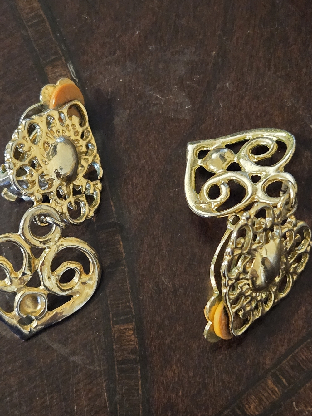 Gold Toned Heart Drop Earrings Clip-on Women Jewelry